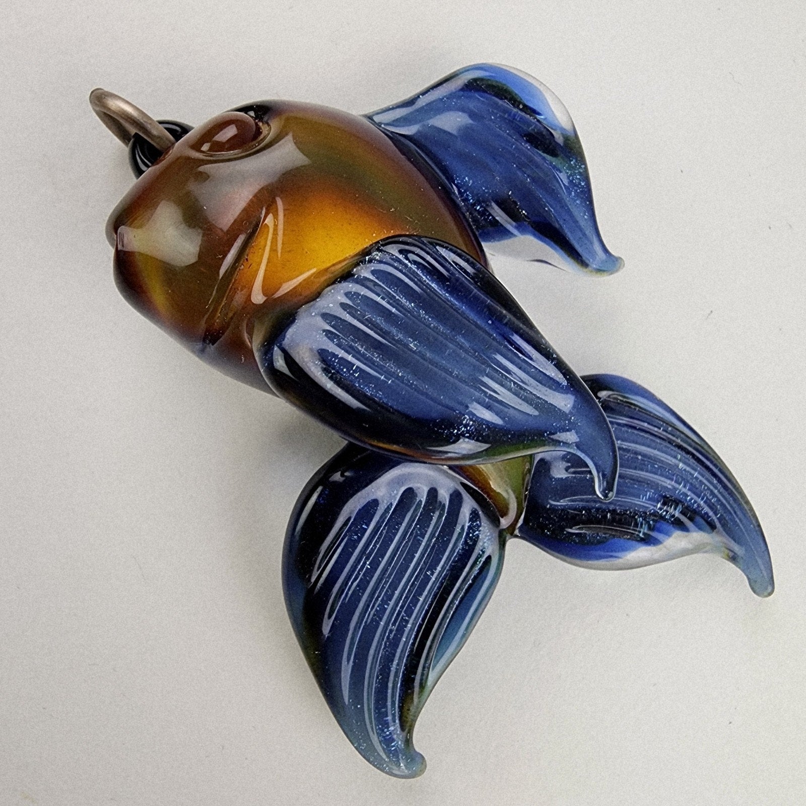 Brent Graber Dichroic Glass Goldfish Koi Fish Pendant 2015 Mr Smiley Boro