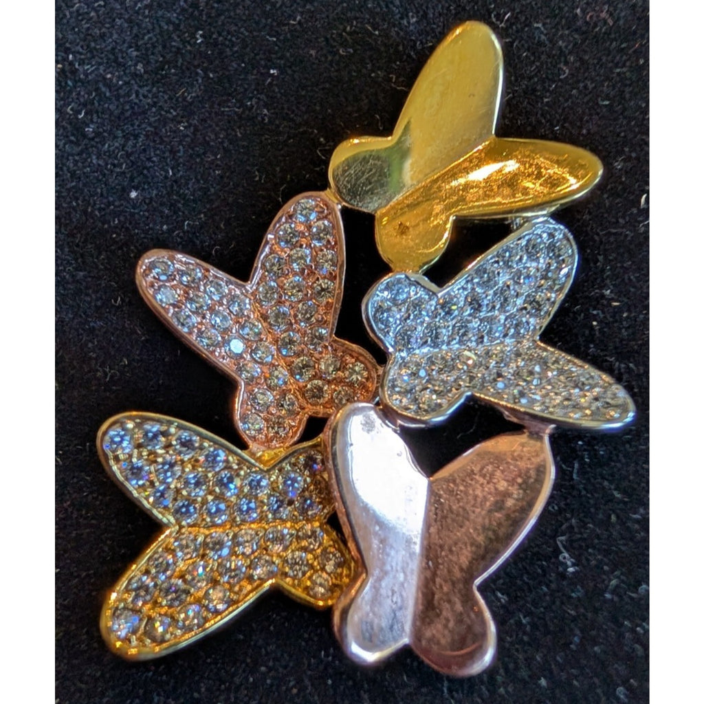 Tricolor Butterfly Sterling Silver 925 Pendant