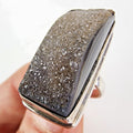 Natural Brown Quartz Druzy Ring Size 7 Sterling Silver 925 Vintage