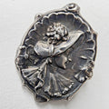 Victorian Sterling Silver 925 Cameo Brooch Pin Repousse
