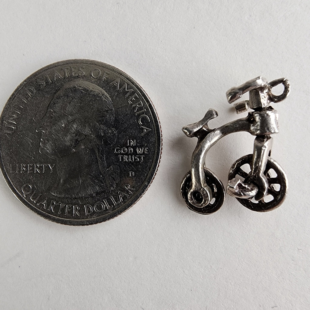 Vintage Childs Bicycle Charm in Sterling Silver 925 Bike