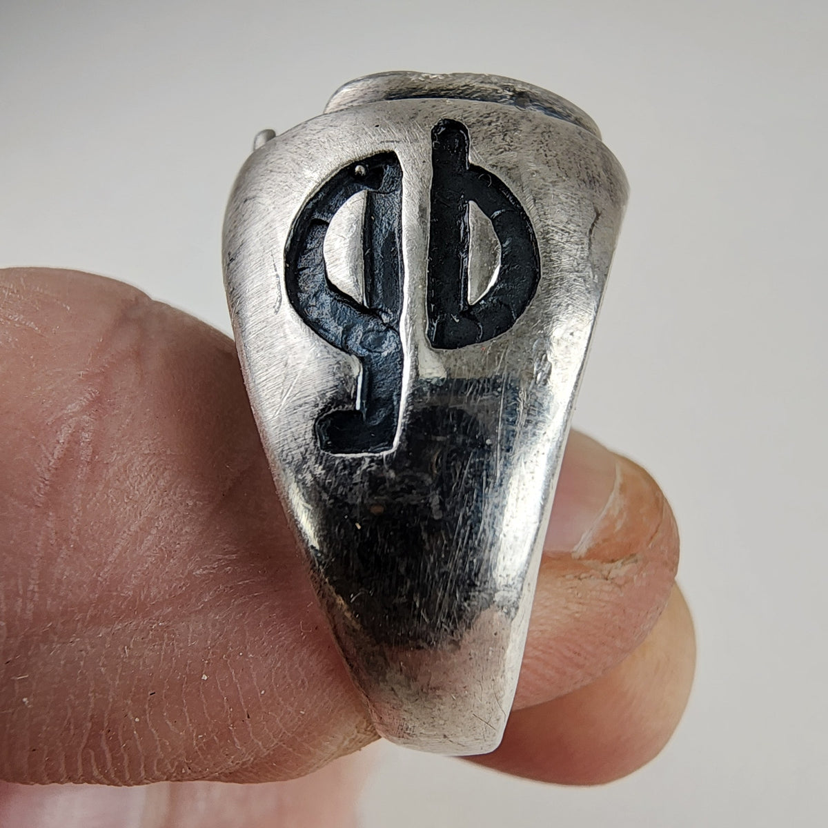 Vintage GB Labyrinth Maze Ring Size 13 1/2 in Sterling Silver 925