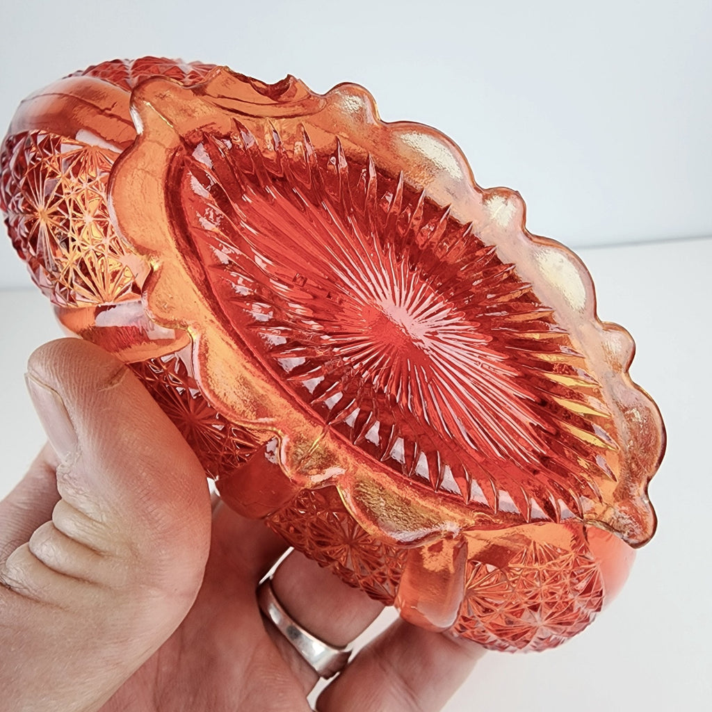 Fenton Amberina Daisy & Button Depression Glass Mini Basket