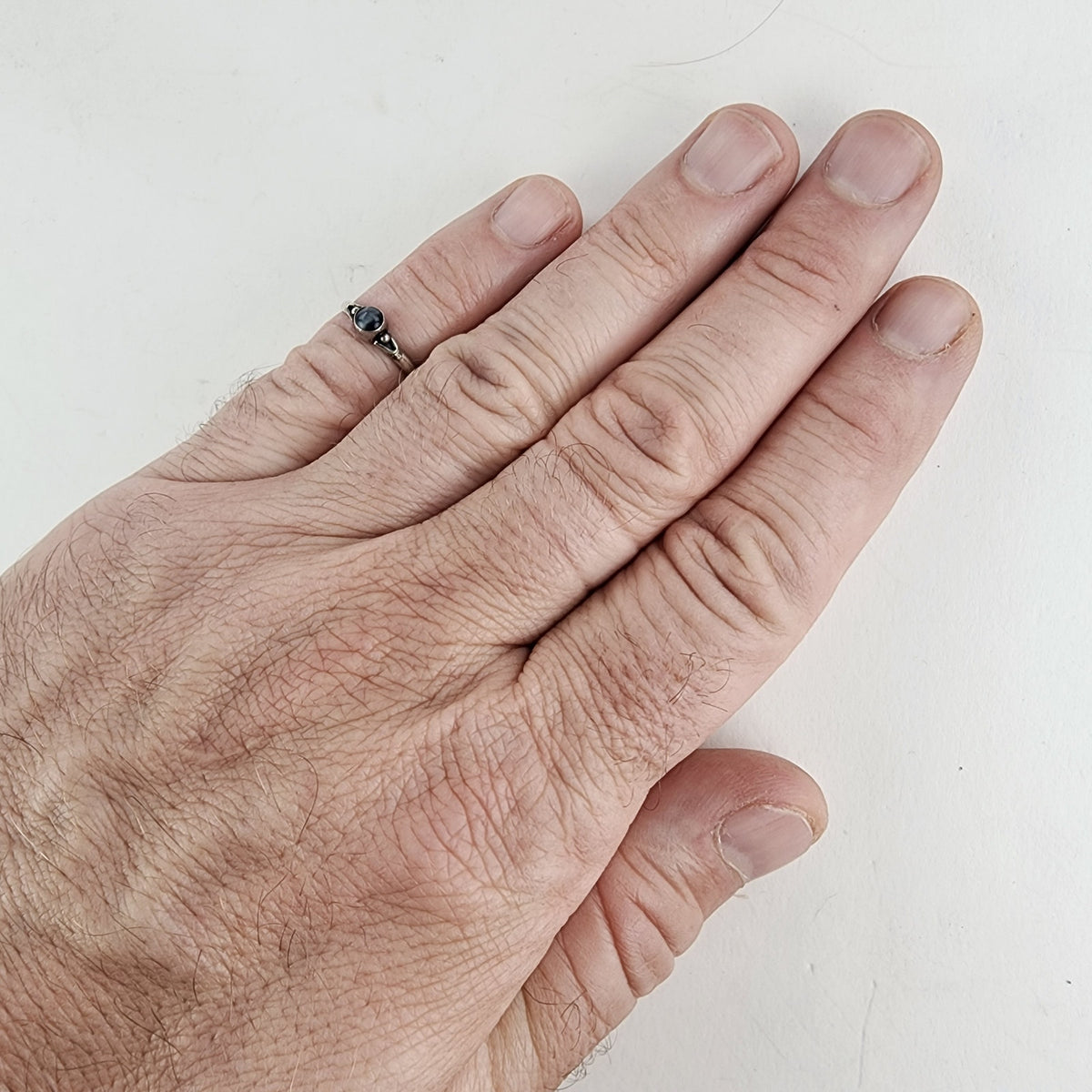 Vintage Cateye Solitaire Ring Size 5 1/4 in Sterling Silver 925
