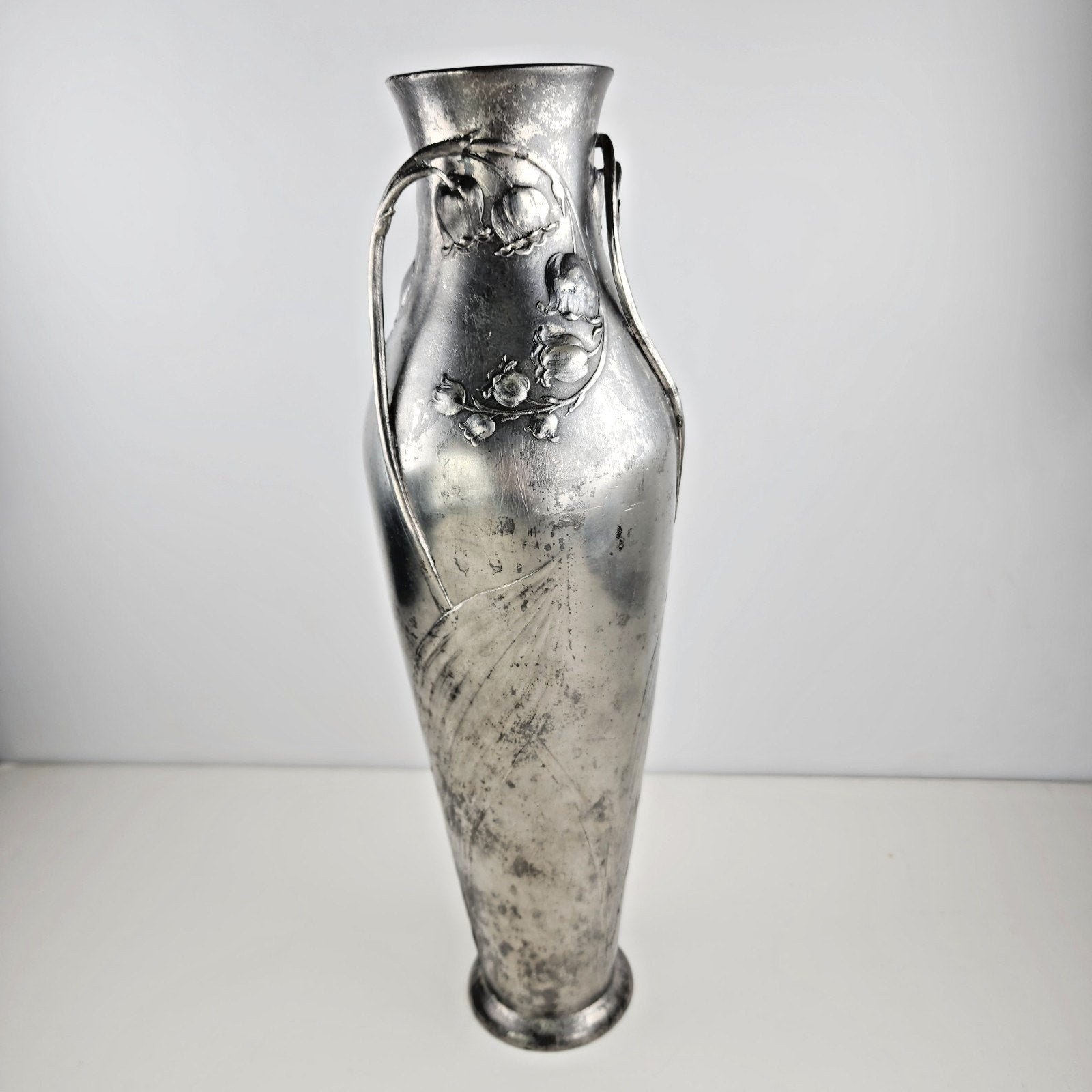 Art Nouveau Lily of the Valley Kayserzinn Floral Pewter Vase 4312 Antique
