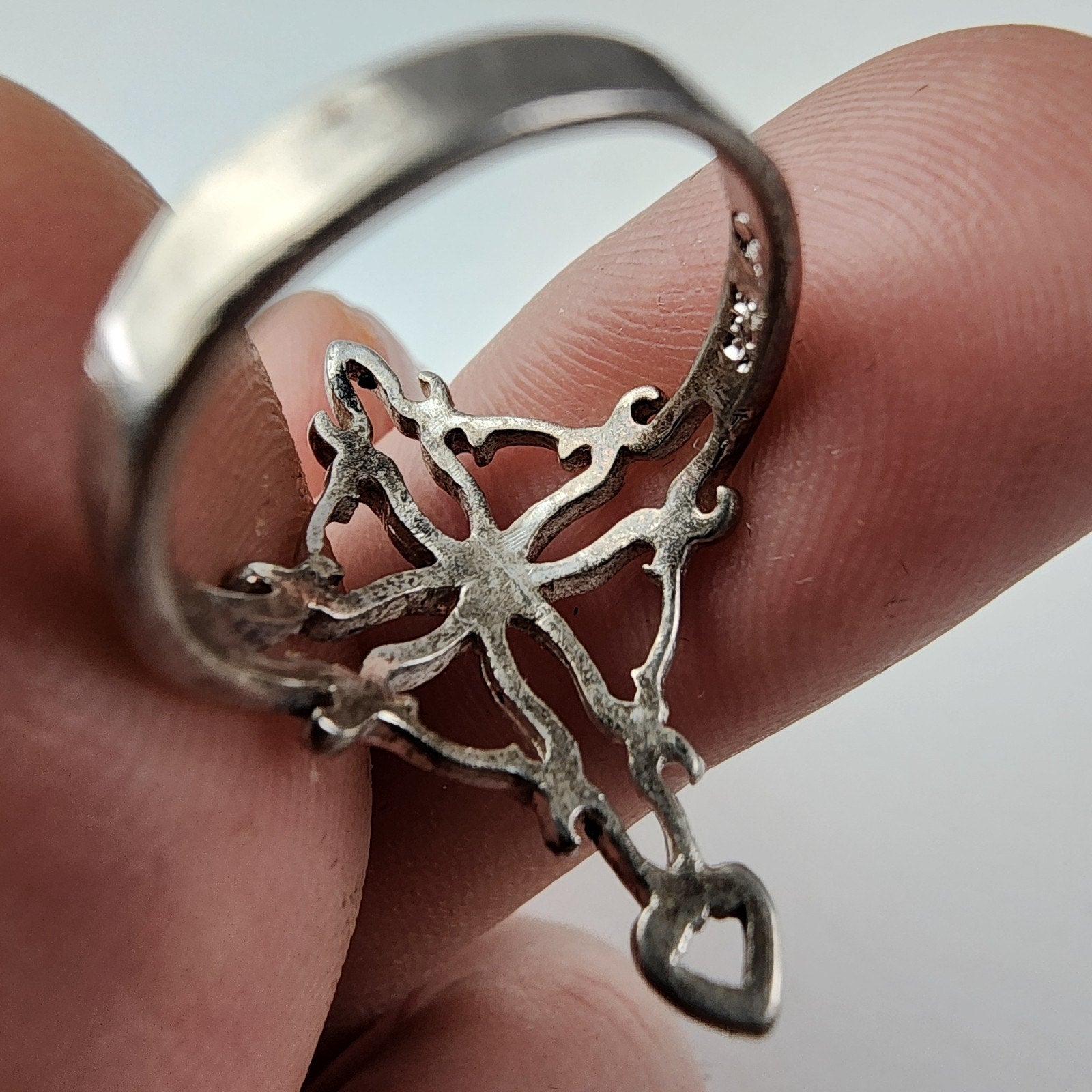 Filigree Open Cross Ring Size 6 Sterling Silver 925 Vintage