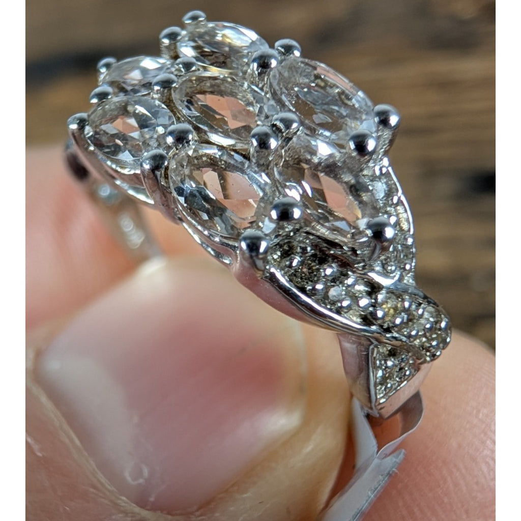 New Gemstone Cluster Sterling Silver 925 Ring Size 9