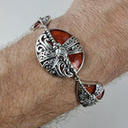 Orange Firefly Bracelet Sterling Silver 925 Adjustable 7" to 8"