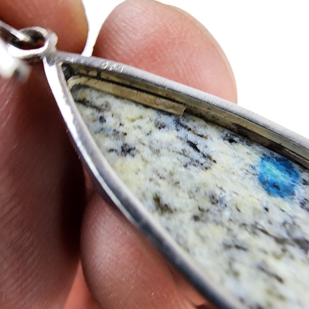 K2 Jasper Dangle Drop Earrings Sterling Silver 925 Vintage Azurite in Quartz