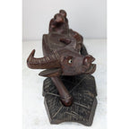 Chinese Water Buffalo Hand Carved Statue w/ Stand Antique Republic Period