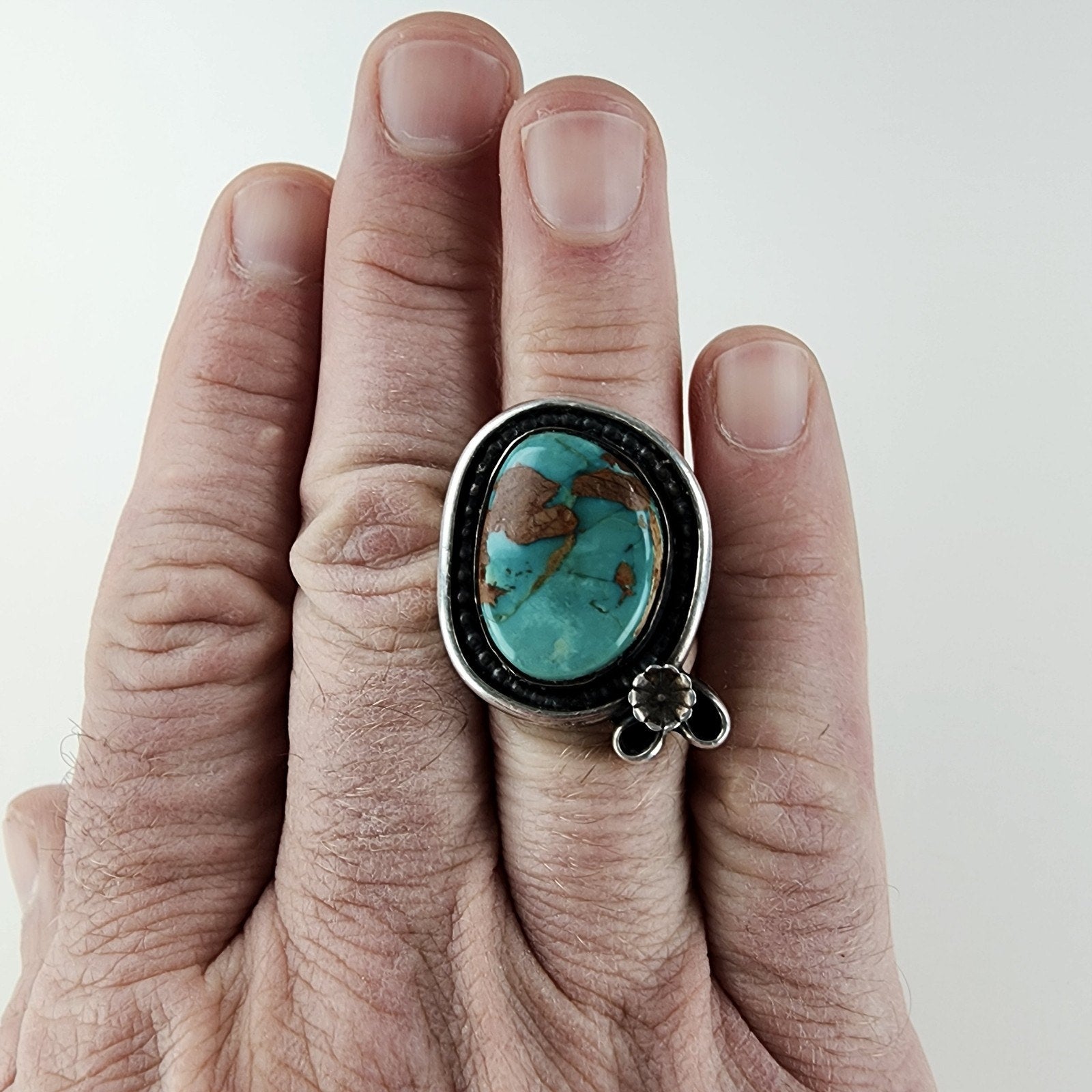 Turquoise Native Ring Size 8 1/2 by Ruben Castillo Sterling Silver 925 New