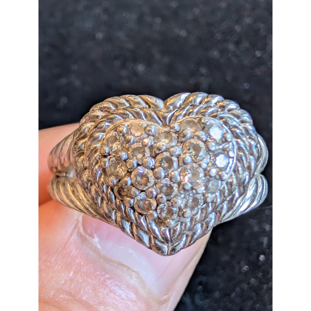 Judith Ripka Sterling Silver 925 Heart Designer Ring Size 9