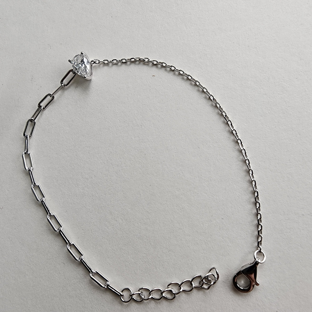 Pear Cut Moissanite Adjustable Bracelet in Sterling Silver 925 VVS1