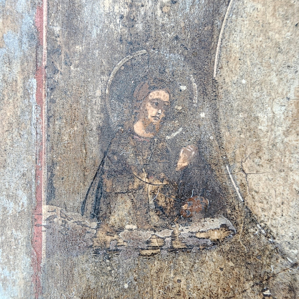 19th C Russian Icon of St Nicholas the Wonderworker Hand Painted Travel Size