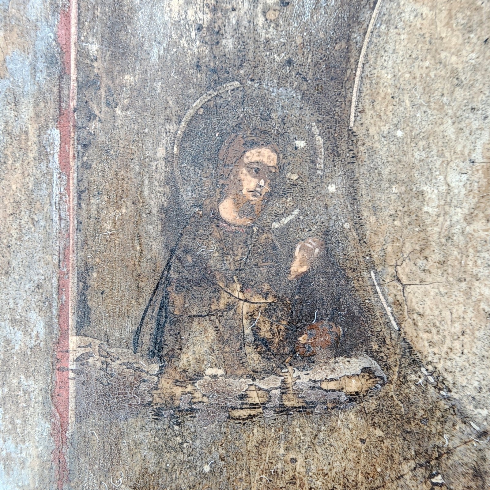 19th C Russian Icon of St Nicholas the Wonderworker Hand Painted Travel Size