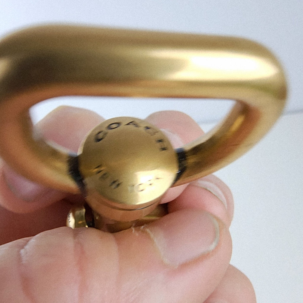 Coach Logo Brand Brass Spring Hook Keychain Fob