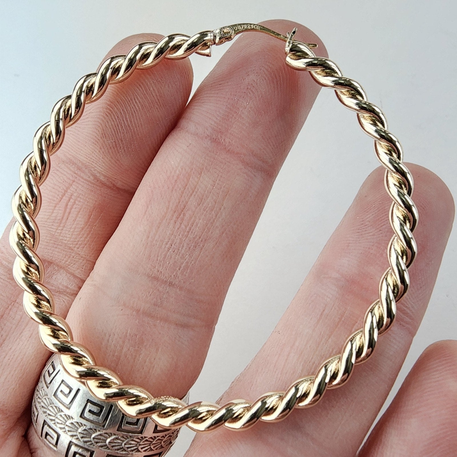2" Twisted Hoop Earrings Sterling Silver 925 with Gold Finish