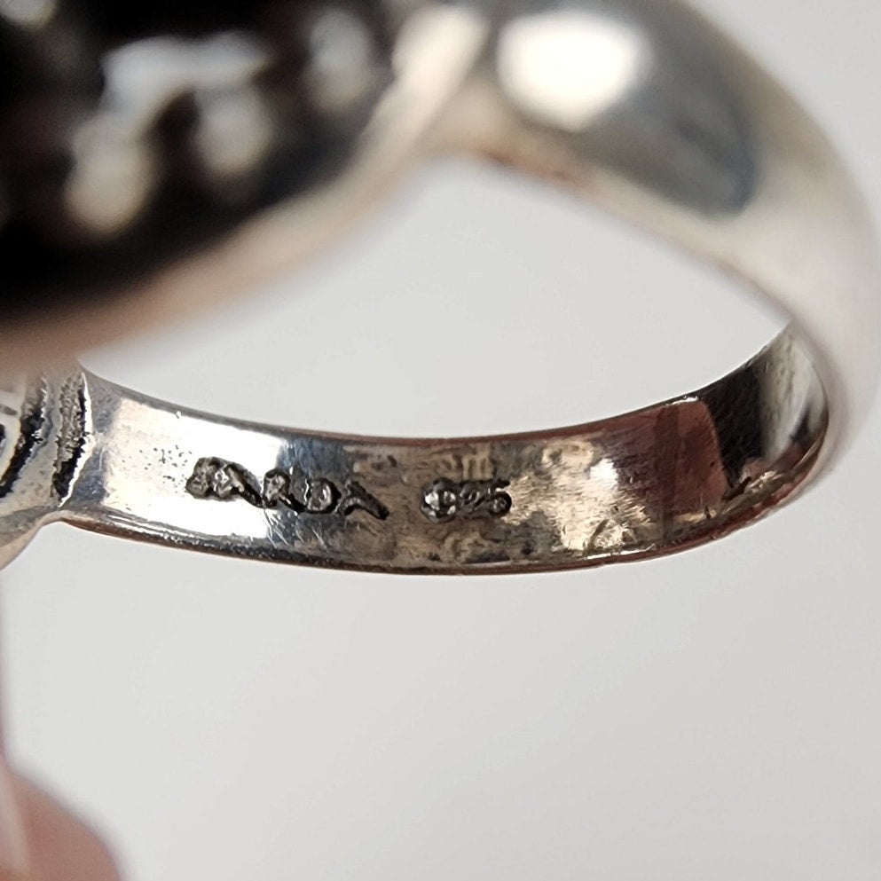 Designer Sarda Caribbean Quartz Ring Size 6 in Sterling Silver 925 Bali