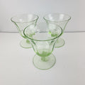 UV Uranium Glow Depression Glass Footed Desert Cups 4 Oz Set of Three