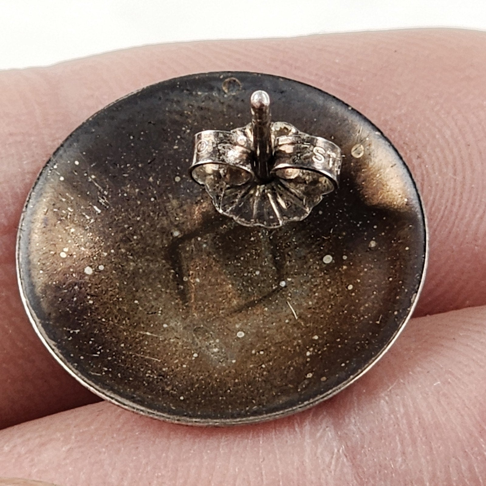 Native Stamped Concho Button Earrings Old Pawn Sterling Silver 925 Vintage