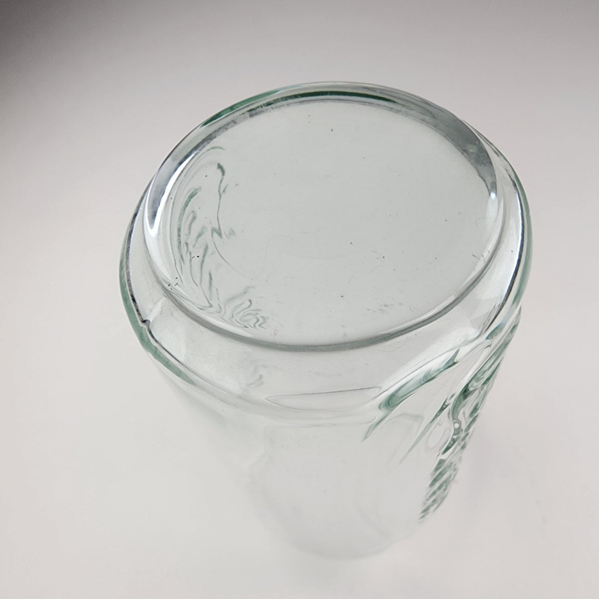 Coca Cola Can Shaped Classic Light Green Embossed Glass Tumbler 4 3/4" Tall