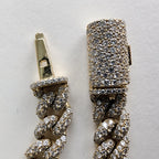 8 1/2" Cuban Crossover 8mm Bracelet in Gold Over Sterling Silver 925 Iced Out 29g