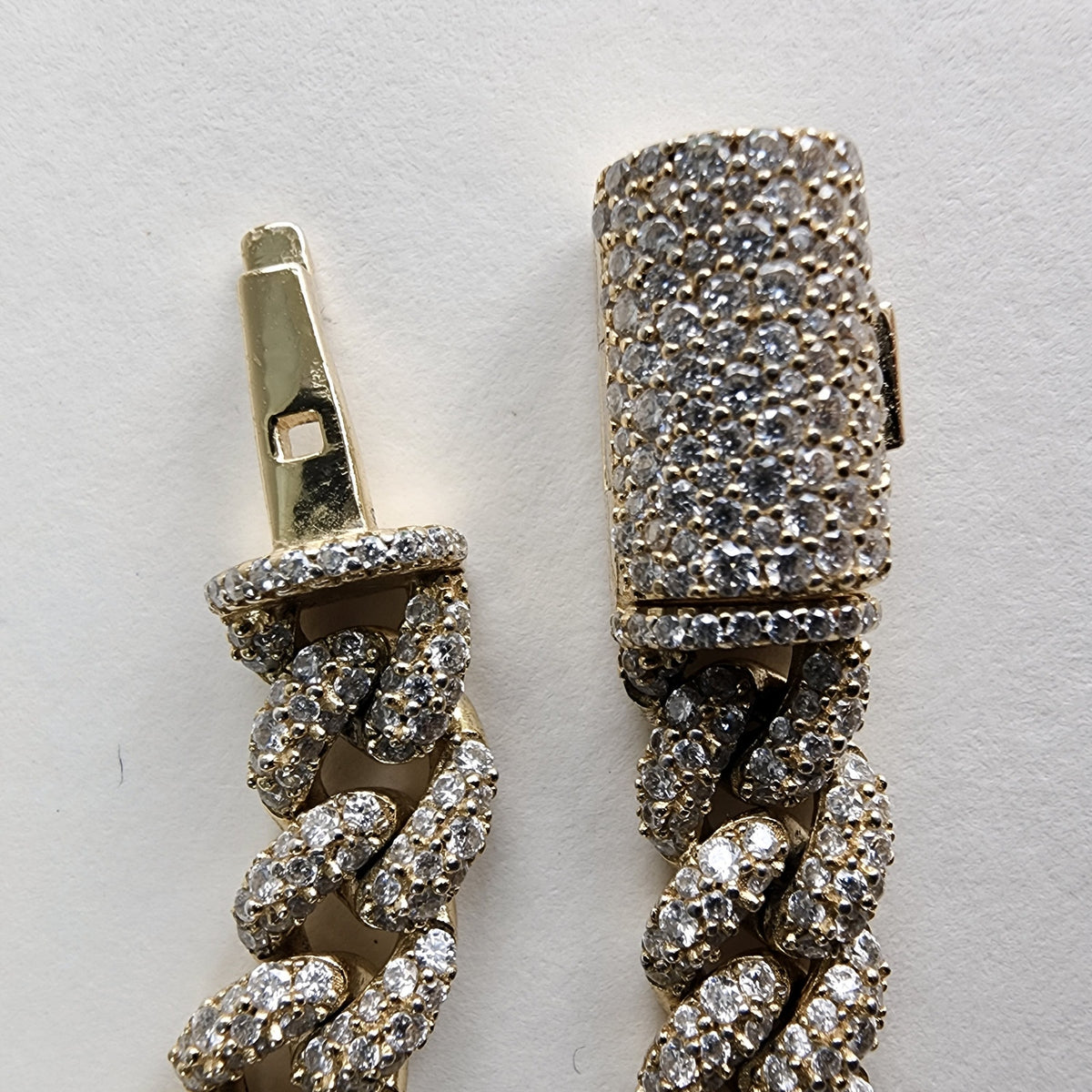 8 1/2" Cuban Crossover 8mm Bracelet in Gold Over Sterling Silver 925 Iced Out 29g