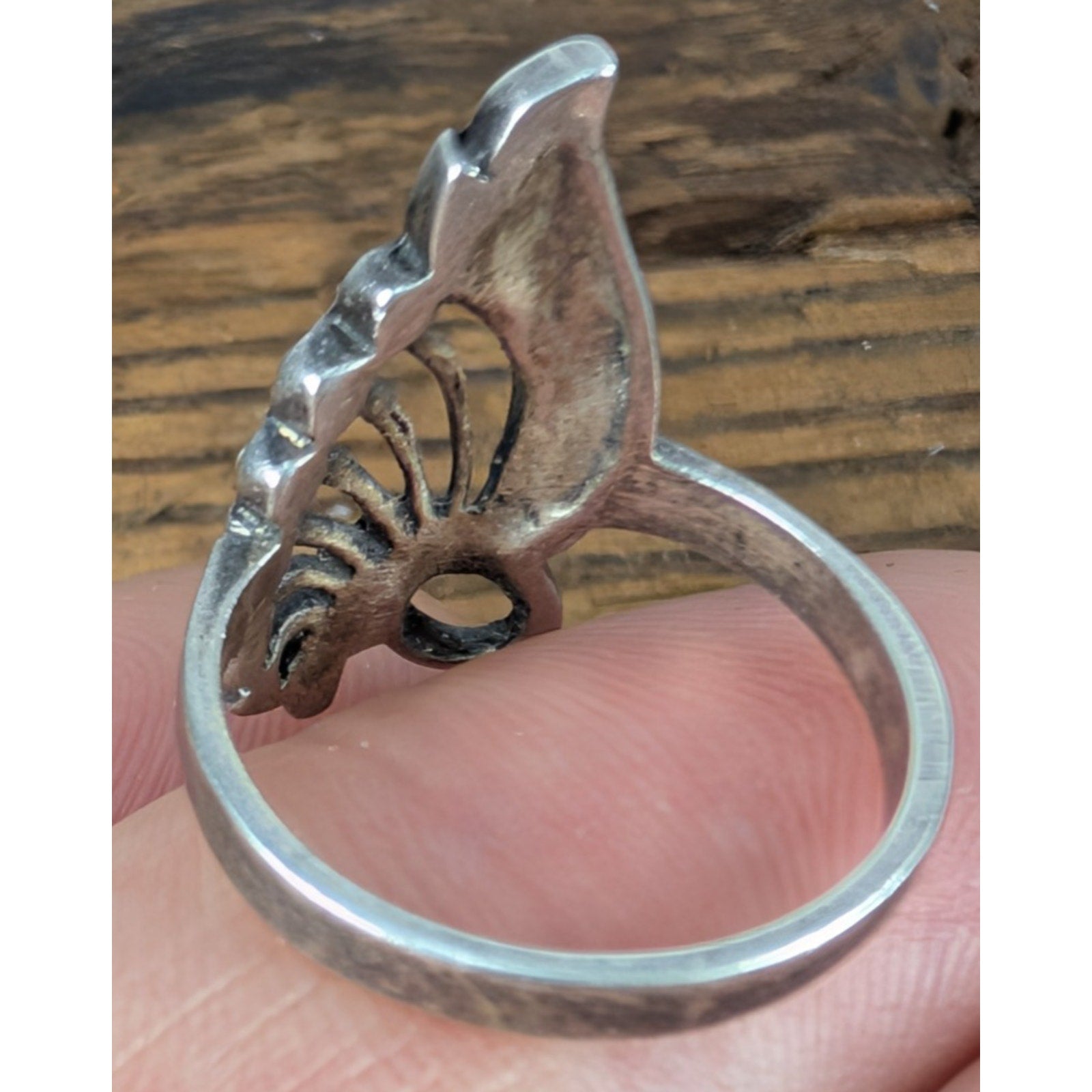 Vintage Marcasite Butterfly Wing Sterling Silver 925 Ring Size 6