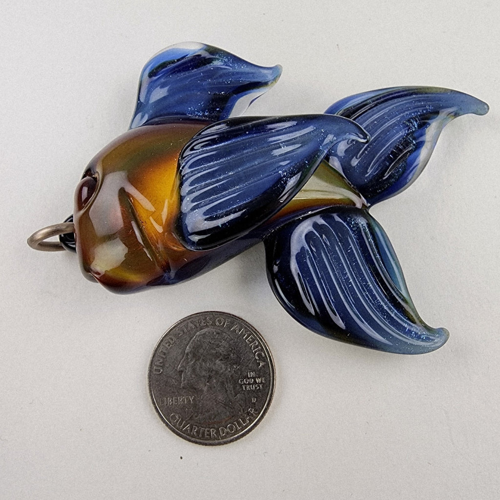 Brent Graber Dichroic Glass Goldfish Koi Fish Pendant 2015 Mr Smiley Boro