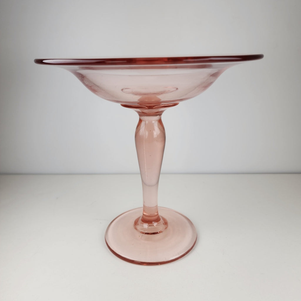 7" Pink Depression Glass Compote Vintage Stemware Candy Dish