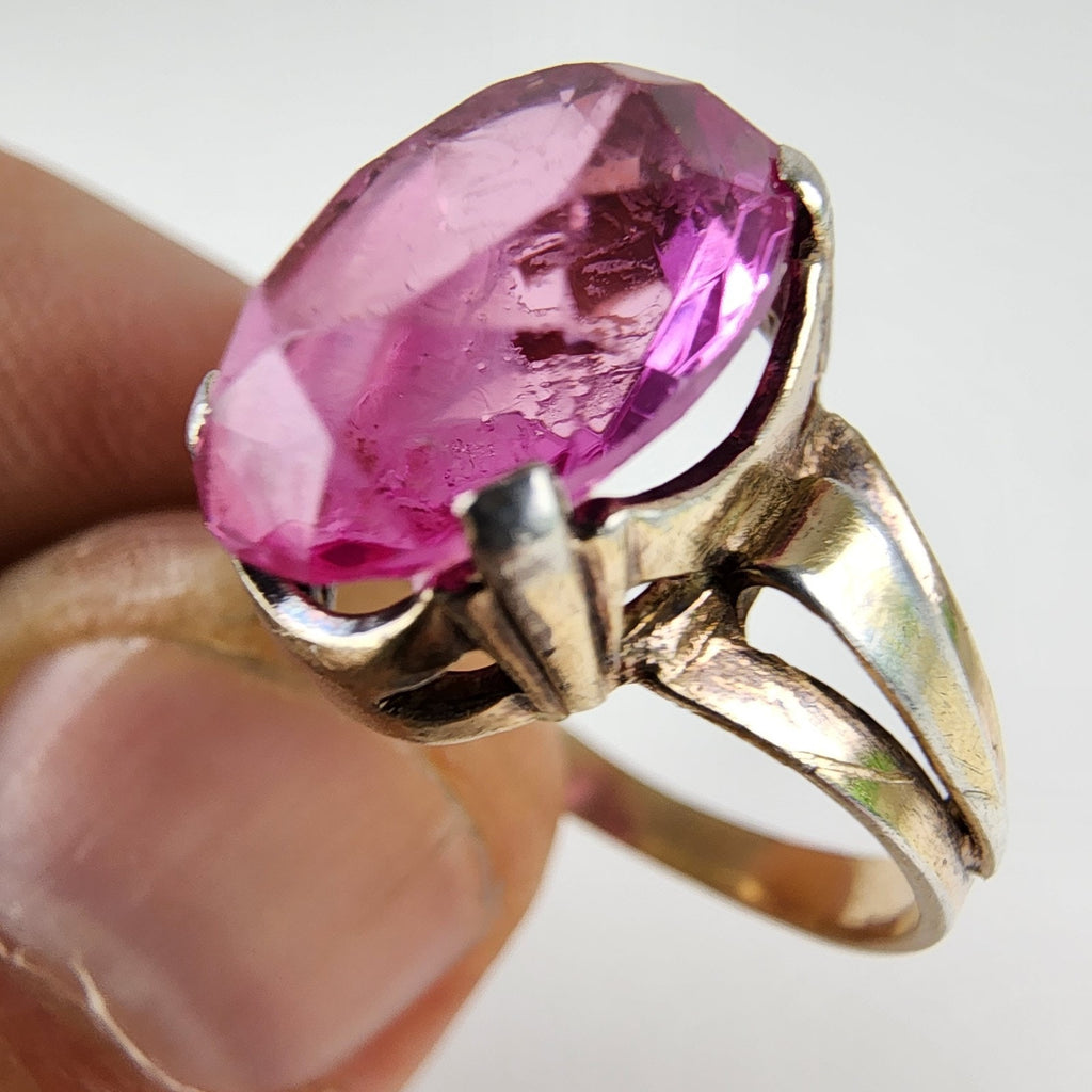 Purple Sapphire 2 Tone Gold Finish Russian Ring Size 9 Sterling Silver 875