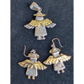 Vintage TAXCO Angel Pendant and Earrings Set Sterling Silver 925 Mexico