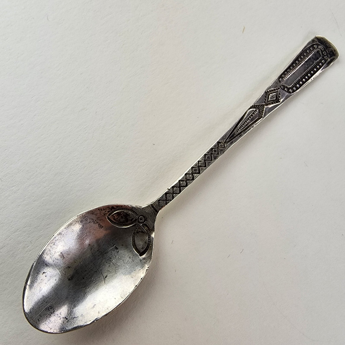 Navajo Coin Silver Stamped Native Spoon Coin Silver 900 Teaspoon