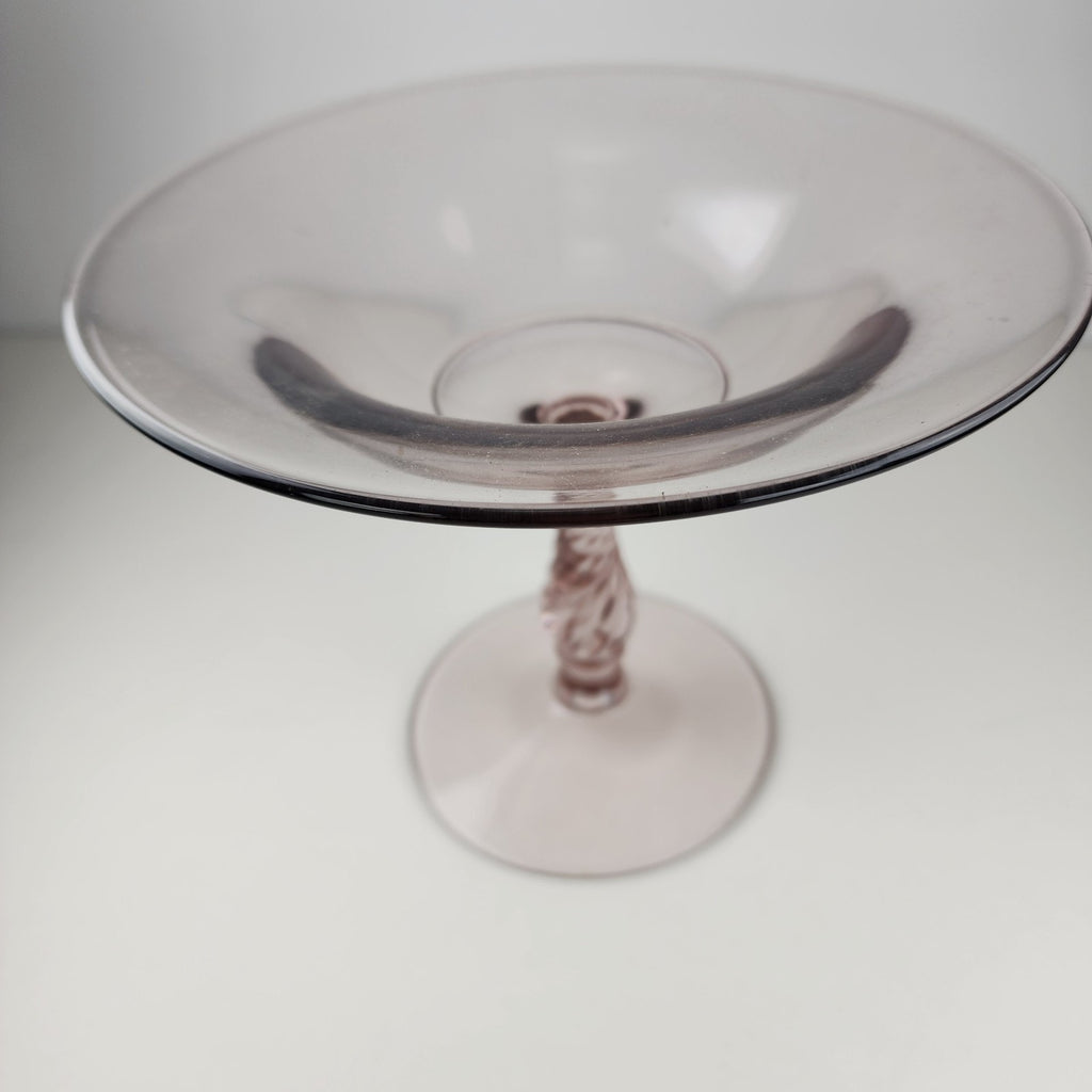 6" Twisted Stem Compote by Fostoria Glass Fairfax Light Purple Footed Candy Dish