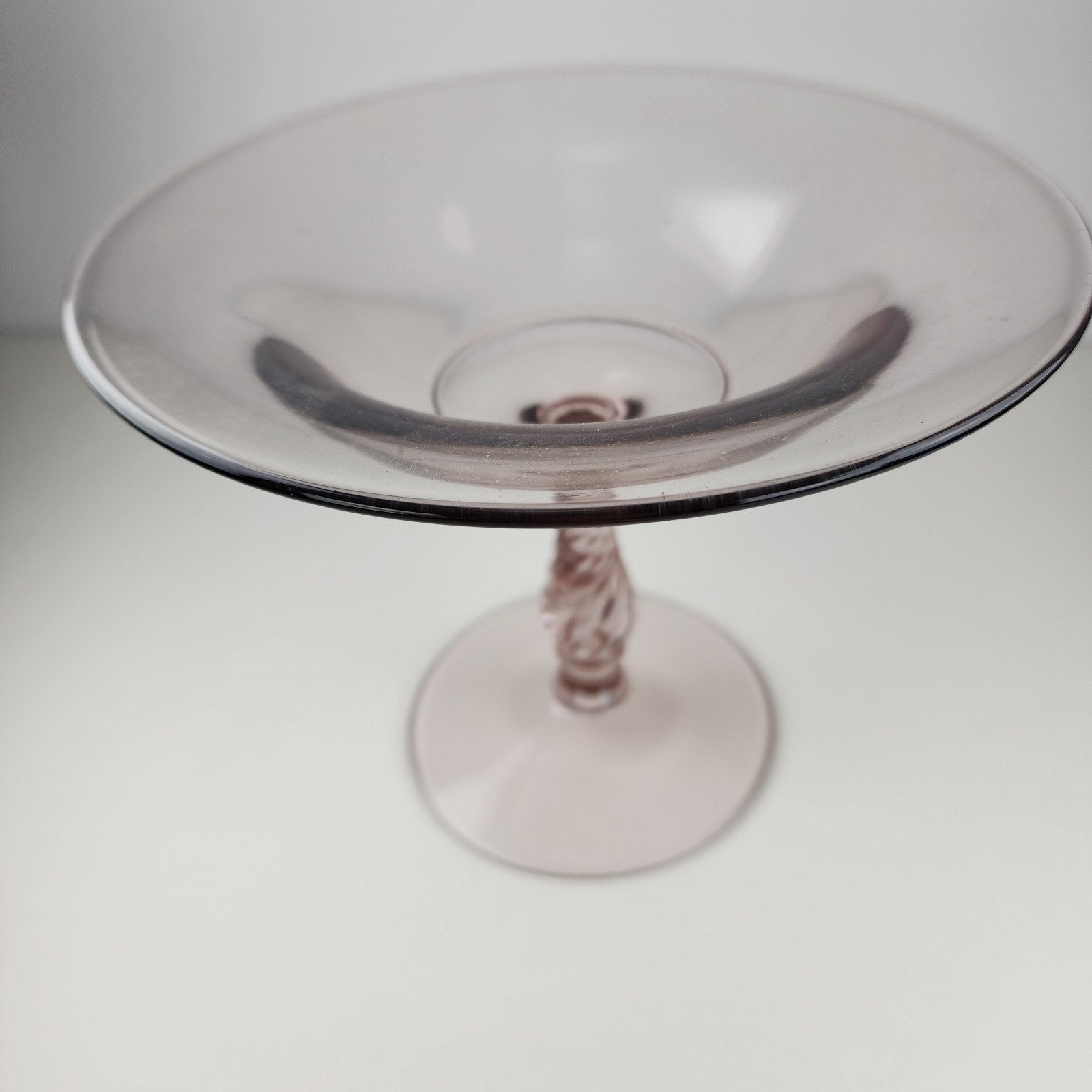 6" Twisted Stem Compote by Fostoria Glass Fairfax Light Purple Footed Candy Dish