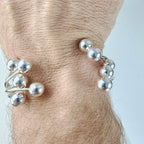 Modernist Multi Strand Ball Sterling Silver 925 Bracelet Vintage Bead