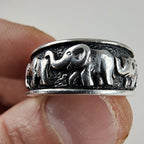 Ted Ott Elephant Eternity Band Ring Size 8 1/4 in Sterling Silver 925