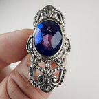 Designer Sarda Caribbean Quartz Ring Size 6 in Sterling Silver 925 Bali