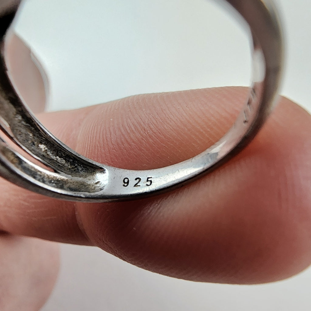 Pave Diamond Crossover Band Ring Size 7 Sterling Silver 925 Vintage