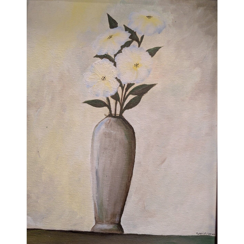 Beutifully Framed FLORAL VASE Acrylic Painting by Sahlia Spaan - Oregon Artist