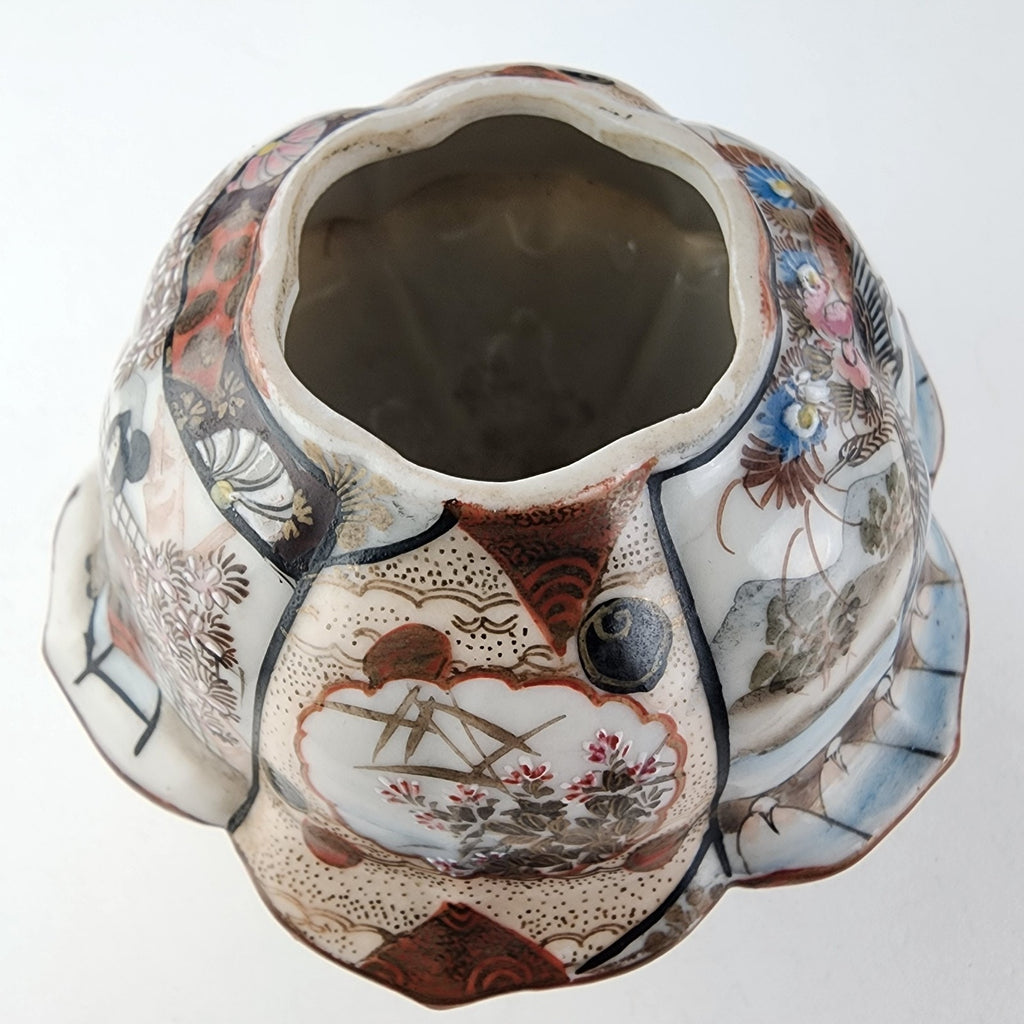 Meiji Period Japanese Imari Porcelain Hair Jar Receptacle Vintage