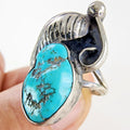 ME Chavez Turquoise Sterling Silver Ring Size 8 Navajo Native Old Pawn