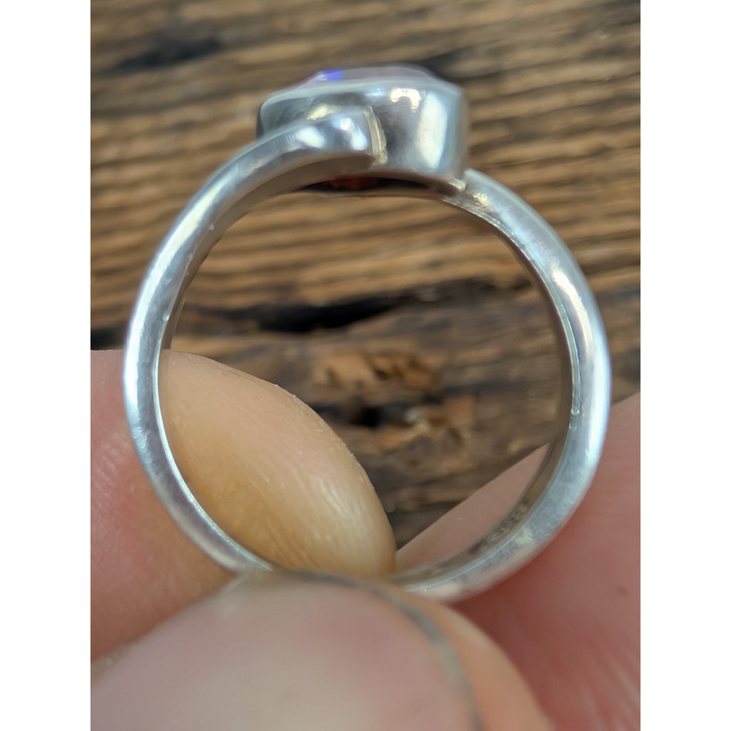 Modernist Amethyst Bypass Sterling Silver 925 Ring Size 4 3/4