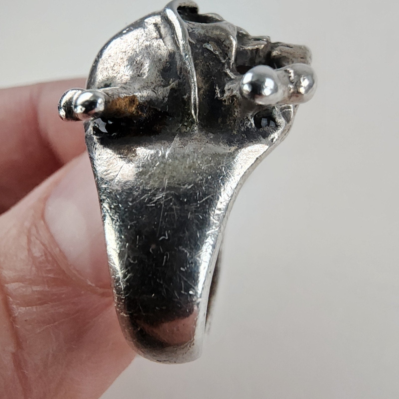 Biker Skull & Crossbones Ring Size 10 Sterling Silver 925 Vintage