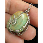 GREEN TURQUOISE Wire Wrap Sterling Silver 925 Pendant