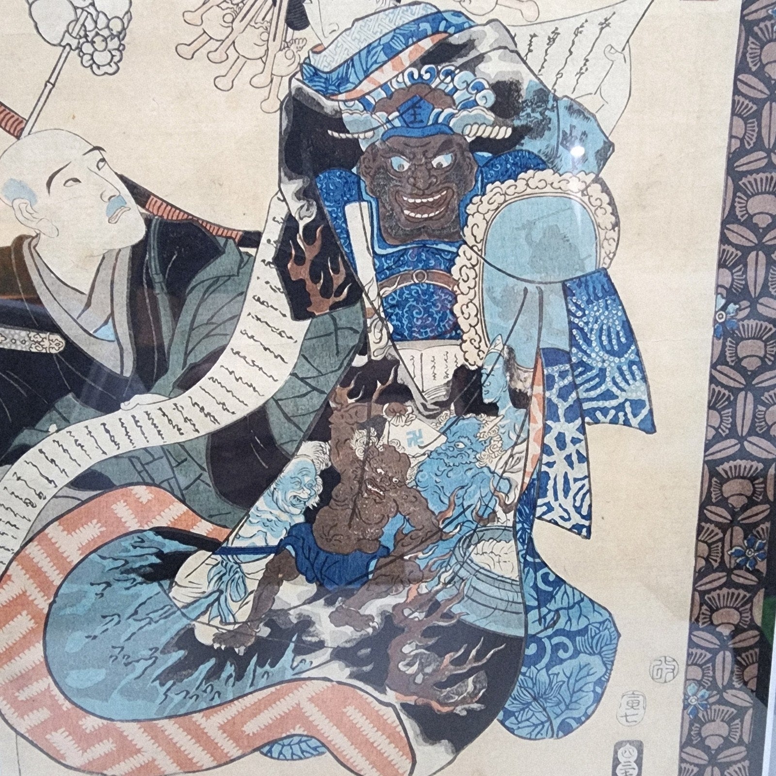 Utagawa Kunisada Japanese Woodblock Print The Hell Courtesan c1860 Framed