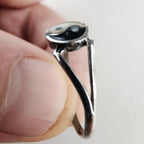 Vintage Yin Yang Enamel Ring Size 6 1/2 in Sterling Silver 925