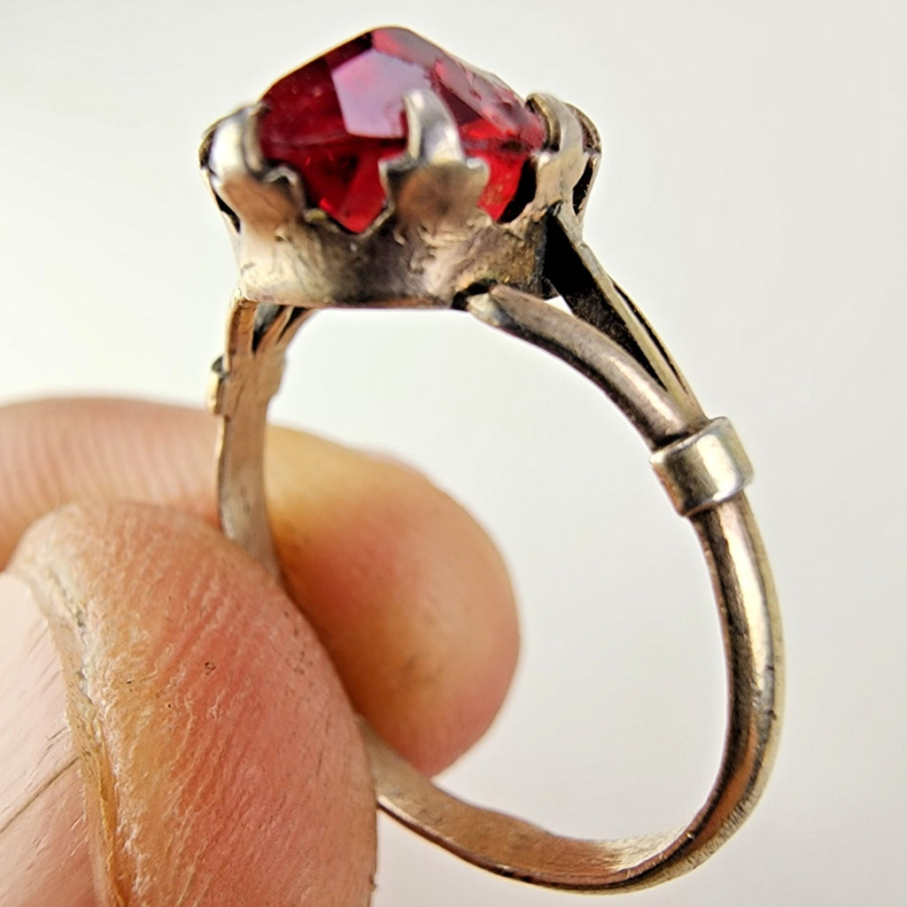 Ruby Crown Setting Russian Ring Size 8 Sterling Silver 87145 Vintage Gold Finish