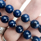 Vintage 27" Lapis Lazuli 8mm Beaded Ball Necklace with 10K White Gold Clasp