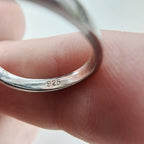 Modernist Opal Inlay Wave Ring Size 6 3/4 in Sterling Silver 925